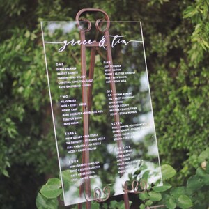 Custom Acrylic Seating Chart Sign / clear / wedding / bridal shower / seating arrangement