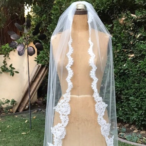 Bridal Veil, Lace Veil, Classic Lace Veil, Cathedral Veil, Romantic Wedding Veil, Ivory Wedding Veil, Modern Veil-GRACE IS READY