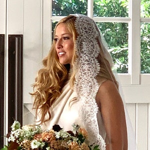Wedding Veil, Mantilla Veil, Lace Veil, Drop Veil, Chantilly Lace Veil,Bridal Veil-CHARMAINE VEIL