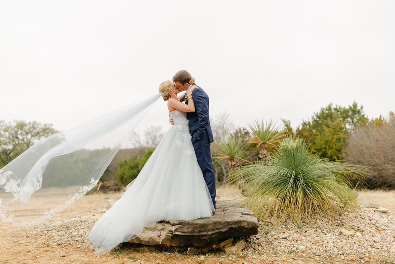 Blue Wedding Veil, Wedding Veil, 2-Tier Blue Veil, Bridal Veils, Glimmer Tulle Soft Blue, Garden Wedding Veil MISTY MORNING image 7