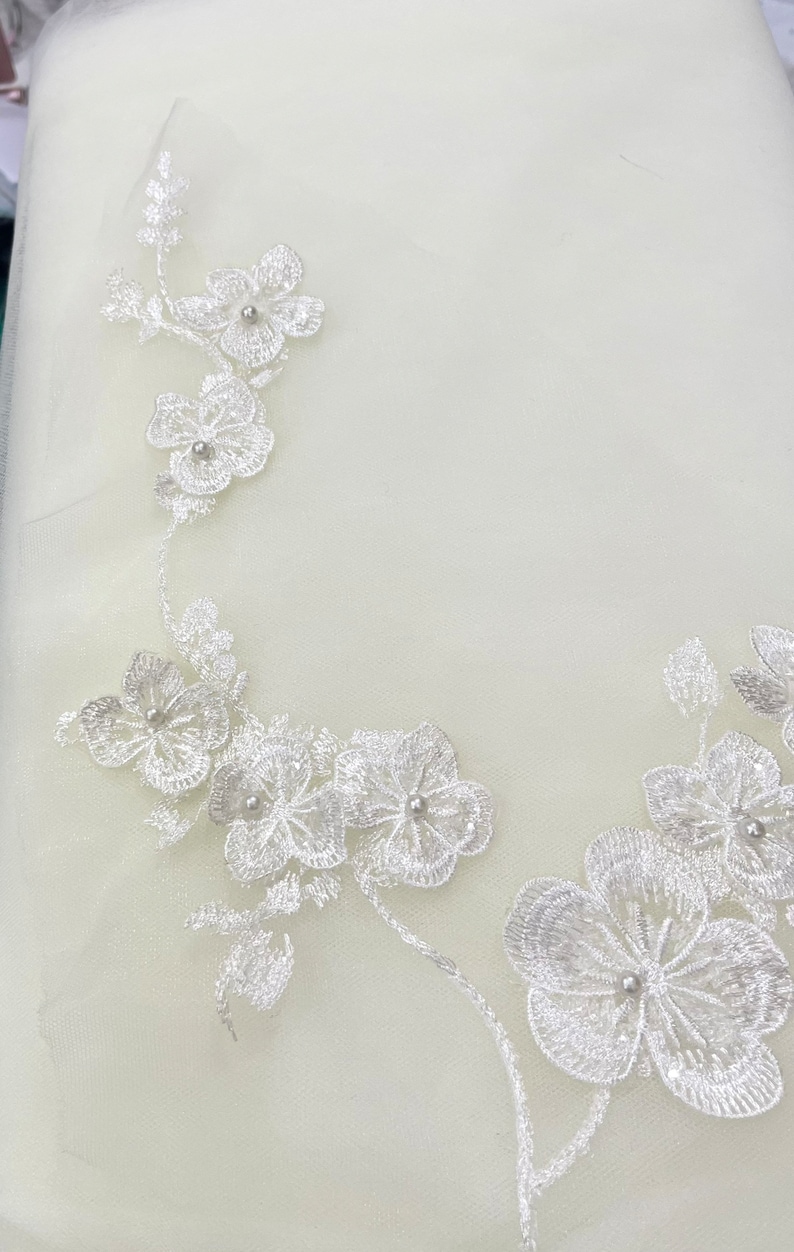 Pearl Flower Veil, Pearl Vine Veil, Floral Veil, Cathedral Flower Veil, Bridal Veil Flower Veil, Sparkle Veil MEADOW BEAUTY VEIL image 6