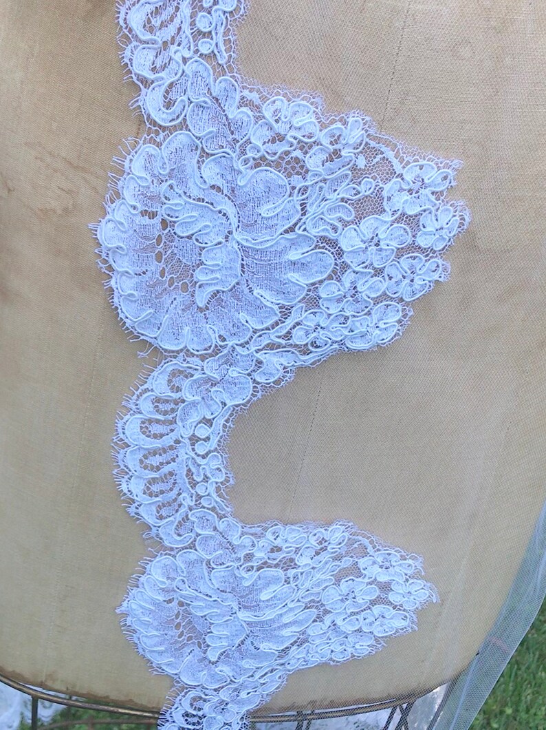 Lace Veil, Cathedral Veil , Vintage Veil, Boho Veil, Alencon Lace Veil, White Veil, Bridal Veil, Luxury Veil VICTORIA ROSE Veil image 5