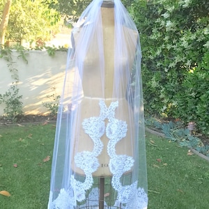 Lace Veil, Cathedral Veil , Vintage Veil, Boho Veil, Alencon Lace Veil, White Veil, Bridal Veil, Luxury Veil VICTORIA ROSE Veil image 7