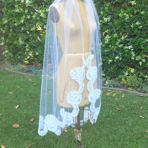 Lace Veil, Cathedral Veil , Vintage Veil, Boho Veil, Alencon Lace Veil, White Veil, Bridal Veil, Luxury Veil VICTORIA ROSE Veil image 4