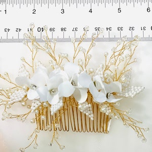 Bridal Hair Comb, Floral Bridal Comb,Pearl Bridal Comb, Bridal Comb Pearl, Bridal Comb with Flowers imagem 7