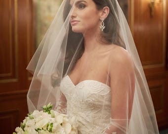 Drop Veil, Blusher Veil. Wedding Veil, Pastel Veil, Simple Veil, Bridal Veil, Cathedral Veil, Soft Tulle Veil-NO GATHERS - CELEBRATION Veil