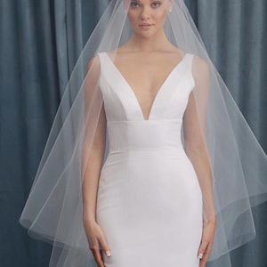 English Tulle Bridal Veil, SoftTulle Veil, Classic Veil, Luxe Tulle, Cascade Veil, Raw Edge Veil, One Layer Veil  Veil, Luxury Veil -WINDSOR