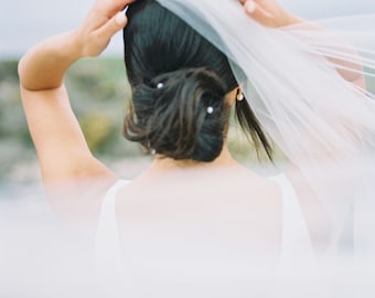 English Tulle Cathedral Veil: Luxe Cascade Wedding Veil, Raw Edge