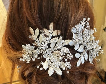 Bridal Hair Comb, Wedding Headpiece, Soft Silver Headpiece, Bridal Hair, Wedding Hair, Bridal Bling, Silver Crystal Comb- DARING DUCHESS
