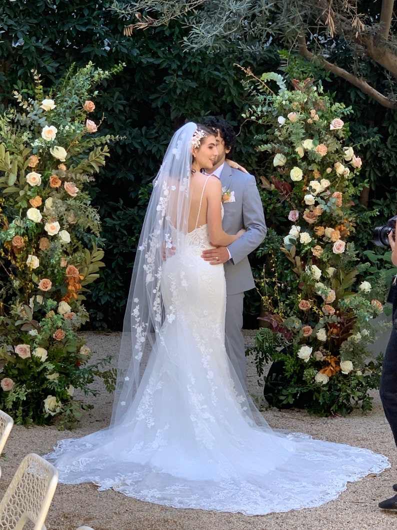 Floral Wedding Veil Bridal Veil Flower Wedding Veil Lace Etsy