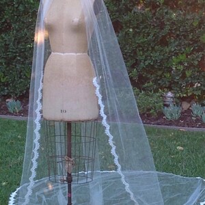 Lace Wedding Veil, Scallop Edge Veil, Wedding Veil, Lace Veil, Wedding Veil, Cathedral Veil, Classic Veil, Soft Tulle Veil THEA Veil image 7