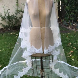 Blusher Veil, Classic Wedding Veil, Drop Veil, Chantilly Lace Veil, Lace Wedding Veil, French Lace Bridal Veil, Bridal Veil, -JENNA Veil