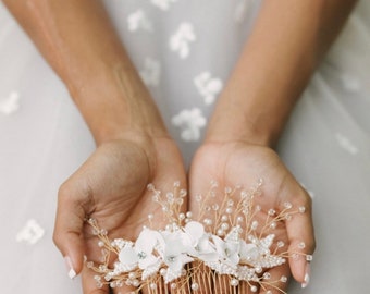 Bridal Hair Comb, Floral Bridal Comb,Pearl Bridal Comb, Bridal Comb Pearl, Bridal Comb with Flowers