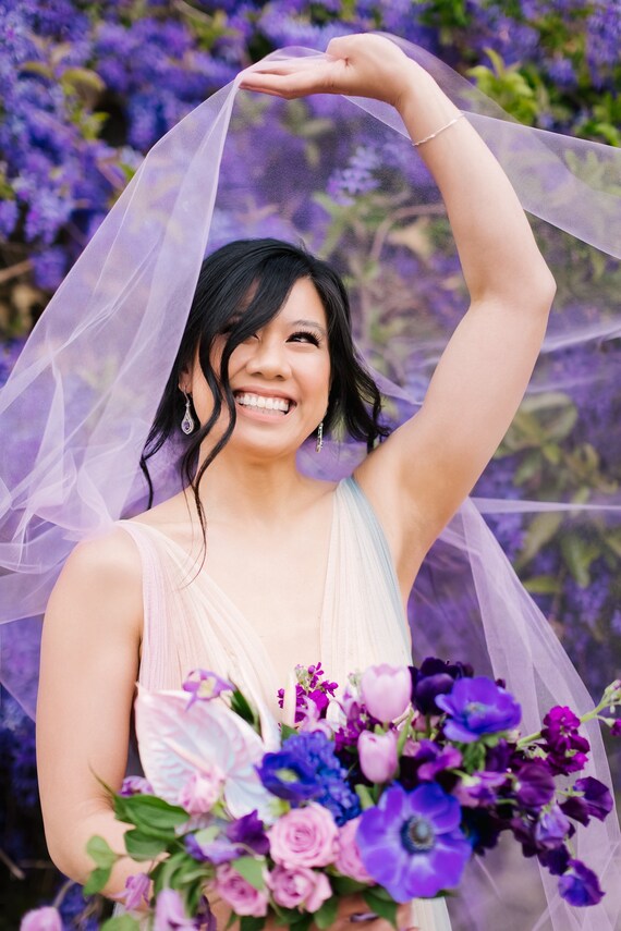 New Ombre Wedding Veil Fushia Puple Pink Bride Bridal New Ombre Wedding Veil Fushia Puple Pink Bride Bridal main image 3