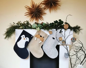 Scandinavian design felt Christmas stocking,Nordic Holidays stocking, personalized Christmas stocking