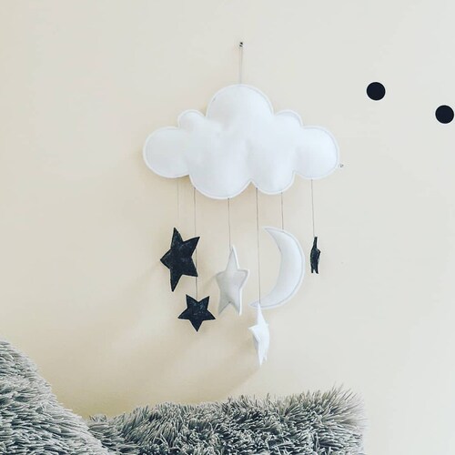 Moon and Stars Gray Nursery Wall Art Moon Stars Nursery Etsy