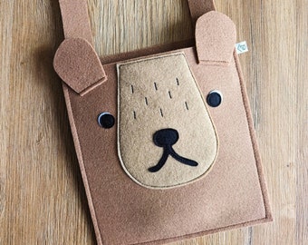 Kids Bear Bike Basket, Polyester Felt Bicycle Handlebar Bag