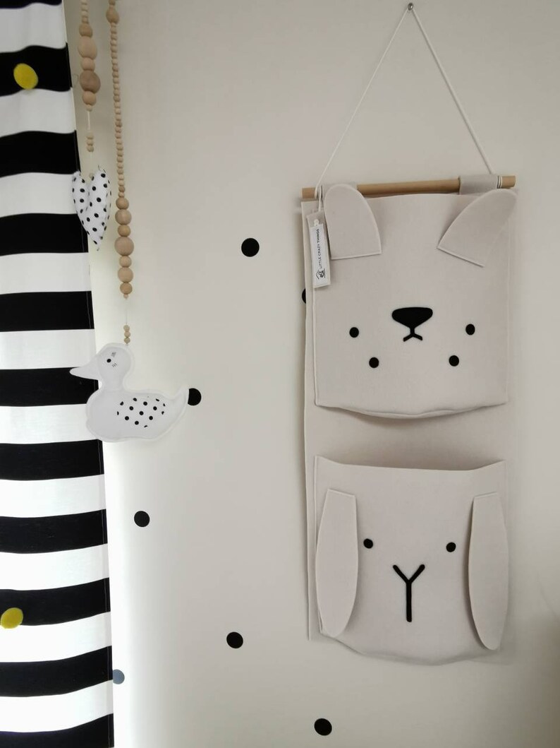 Hanging nursery wall pocket. Felt organizer for kids room or Etsy