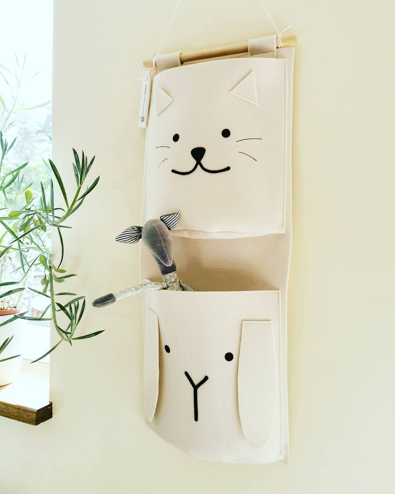 Hanging nursery wall pocket. Felt organizer for kids room or Etsy