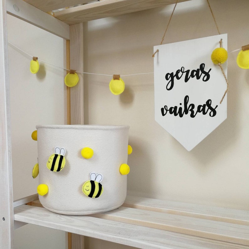 Baby Bees Felt Basket For Nursery Room Decor Nursery Storage Etsy