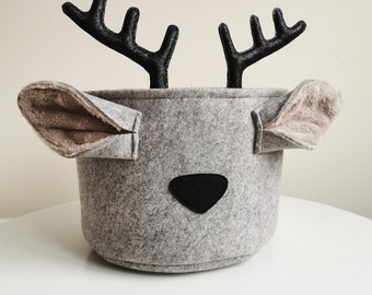 Felt deer basket inspired nordic Christmas