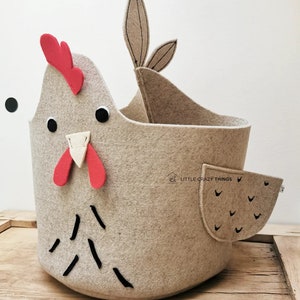 Huhn handgemachte Filz Spielzeug Aufbewahrung, Huhn Ostern Korb, Ranch, Bauernhof, Dorf Thema