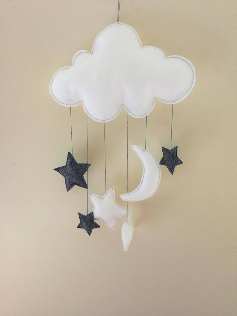 Cloud With Stars And Moon Baby Mobile Hanging Star Mobile Etsy