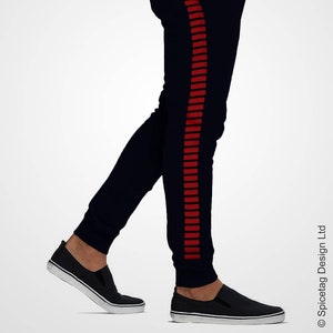 Smuggler Sweatpants Iconic Rebel Solo Joggers Red Stripped Navy Blue Sweats Star Sweat Pants Mens Womens Tapered Modern Fashion Athleisure image 1