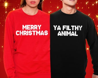 Merry Christmas Ya Filthy Animal Jumper Merry Xmas Double Twosie Sweater Father Santa Claus Festive Nick Couple Two I've Been Naughty Nice