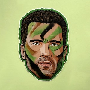 Großer Arnie Gesichtsaufkleber: 80er Jahre Action Film Aufkleber