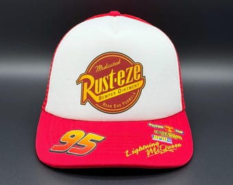McQueen Snapback Trucker Cap Retro 95 Hat Castle Clothing Cartoon Retro Movie Film Costume Cap Mens Womens Mouse Ears On The Road Car