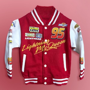 Kids McQueen Varsity Jacket 95 Letterman Coat Castle Clothing Cartoon Retro Movie Film Costume Racing Boys Girls Mouse Ears On The Road Car