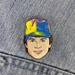 Marty Acrylic Pin Badge Hawkins Lapel Pin Character Face Badge Brooch TV Show Colourful Plastic Drawing 1989 80s 1980s