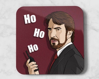 Hans Coaster Wooden Hardboard Coffee Ho Ho Ho Tea Coasters Character Face Mug Cub Table Home Decor TV Show Colourful Drawing Xmas