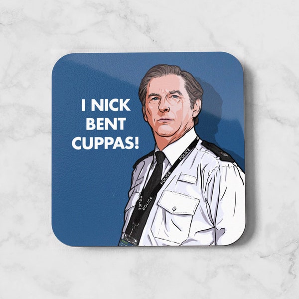 Ted Coaster I Nick Bent Cuppas madera hardboard coffee tea coasters DC taza cub mesa casa decoración colorido dibujo compañero programa de televisión Policía LOD