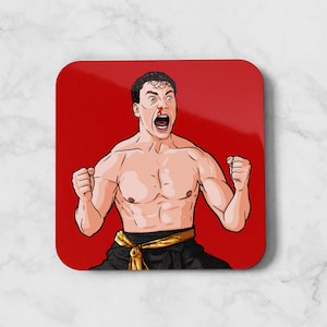 Van Damme Untersetzer Holz Hartfaserplatte Film Martial Art Kaffee Tee Untersetzer 80er 1980er 80er 1980er Becher Tisch Wohnkultur Bunt Drawin Kumiteg