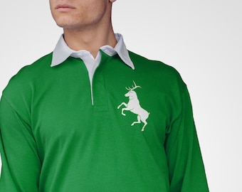 Koszulka polo Retro Ireland Rugby Jersey Elk Shamrock Vintage Style Sweater T