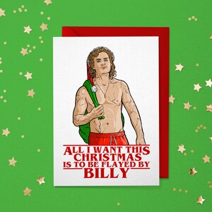 Carte de Noël Tout ce que je veux Ce Noël est à être écorché par Billy Seasons Cartes de vœux Rétro 80s St. Nick Artwork Eleven El Max Merry Happy 4