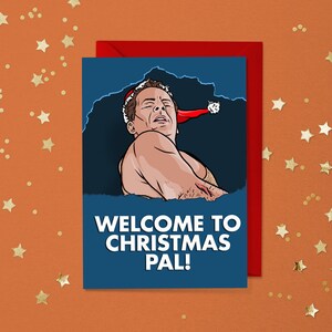 Kerstkaart Welcome To Christmas Vriend Wenskaarten Retro Kerstman 80's St. Nick Merry Happy The Party Life Hoed Popcultuur Film Nieuw
