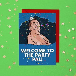 Verjaardagskaart Welcome To The Party Vriend Wenskaarten Retro Verjaardag 80's St. 18 21 30 40 Geboortedatum Happy Hat Popcultuur Film Nieuw