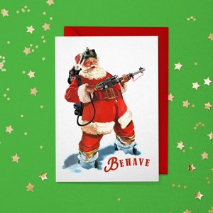 Tarjeta de Navidad Papá Noel Cazador de fantasmas Tarjetas de felicitación Retro Papá Noel Años 80 San Nicolás Feliz Épica Cultura pop Película Nuevo disfraz Divertido