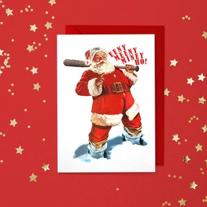 Biglietto di Natale Babbo Natale Eeny Meeny Miney Ho Biglietti di auguri Retrò Padre Natale anni '80 St. Nick Merry Happy Epic Pop Culture Costume Divertente