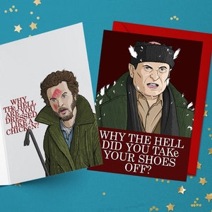 Harry & Marv Weihnachtskarte Jahreszeiten Grußkarten Retro Vater Weihnachten 80er Jahre St. Nick Merry Happy Warum zum Teufel bist du Kleid wie ein Huhn
