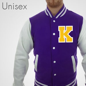 Chaqueta Varsity Púrpura Personalizada con Letra Amarilla y Blanco Esquema Oscuro Colegio Letterman Chaqueta de Béisbol American Fashion