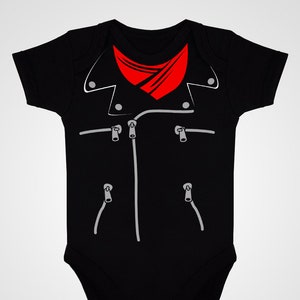 Veste en cuir bébé grandir noir porté texte Body nouveau-né à manches courtes haut à manches courtes Daryl Lucille Rick Carl Costume Tee tenue de cosplay TWD
