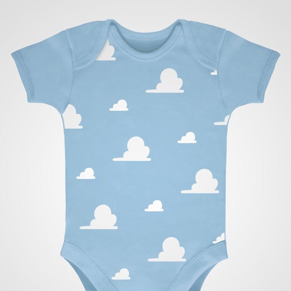 Nubes Baby Grow Shirt Dress Newborn Bodysuit Short Sleeved Film Movie Top Costume Tee Outfit Shower Cute Sky Cloud Blue Pattern