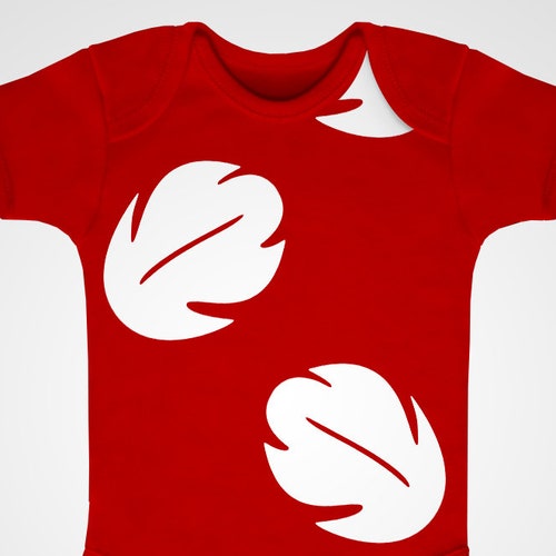Lilo Red Leaf Pattern Baby Grow 