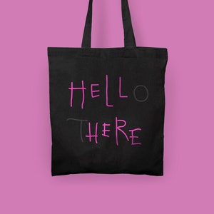 Hell Here Tote Bag Pink Neon Sign Hello There Retro 90s 11 Holdall Clutch Carrier Nerdy Geeky 90&#39;s Returns Michelle Cat Kyle 1992 Film Movie