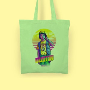 Dustin Tote Bag Green Retro 80s 11 Holdall Stranger Eleven Clutch Waffle Carrier TV Show Nerdy Geeky 3 4 Mens Man Womens Upside Down 80&#39;s