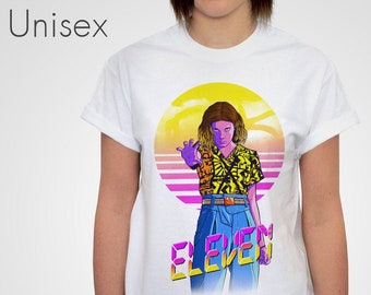 Eleven T-shirt Retro 80s 11 Tshirt Stranger Eleven El Top Hawaiian Tee TV Show Nerdy Geeky Shirt 3 Mens Man Womens Upside Down 80&#39;s 4 Kids